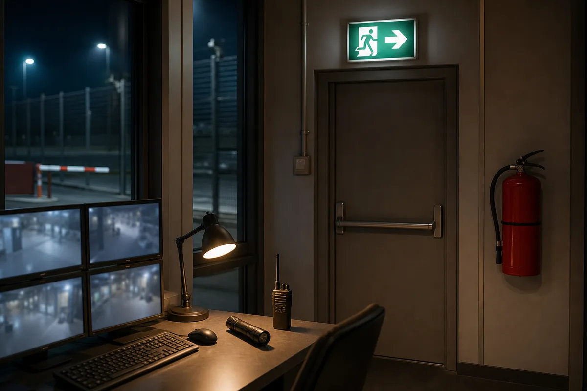 Panneau lumineux d’issue de secours au-dessus d’une porte dans un établissement public